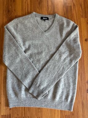 Quince Men's V-Neck Cashmere Sweater - Heather Gray